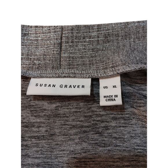 SUSAN GRAVER Slinky Knit Jacket Cardigan Topper Pockets XL Silver Career Travel - Picture 4 of 8